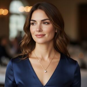 Floating Crystal Gold Dainty Necklace (NWT)